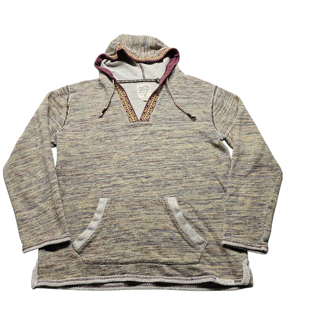 Third & Army Baja Hoodie Mens XXL Multicolor Knit Pullover Southwestern V-Neck